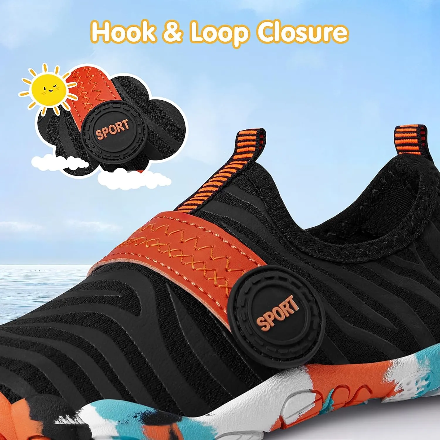 ATHMILE Kids Water Shoes Boys Girls Water Shoes Quick Dry Barefoot Beach Sports Swim Pool Summer Shoes(Little Kid/Big Kid)