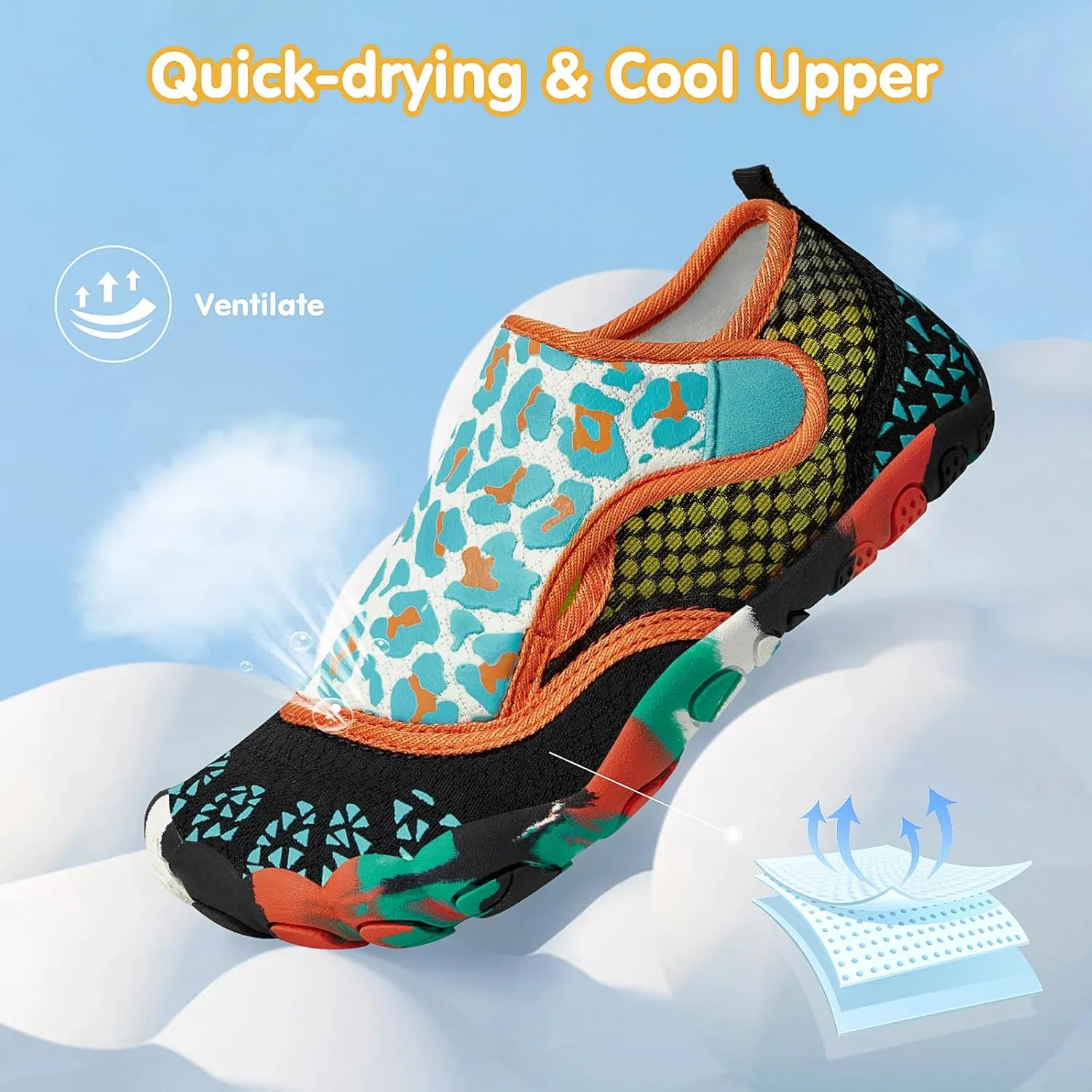 ATHMILE Kids Water Shoes Boys Girls Water Shoes Quick Dry Barefoot Beach Sports Swim Pool Summer Shoes(Little Kid/Big Kid)