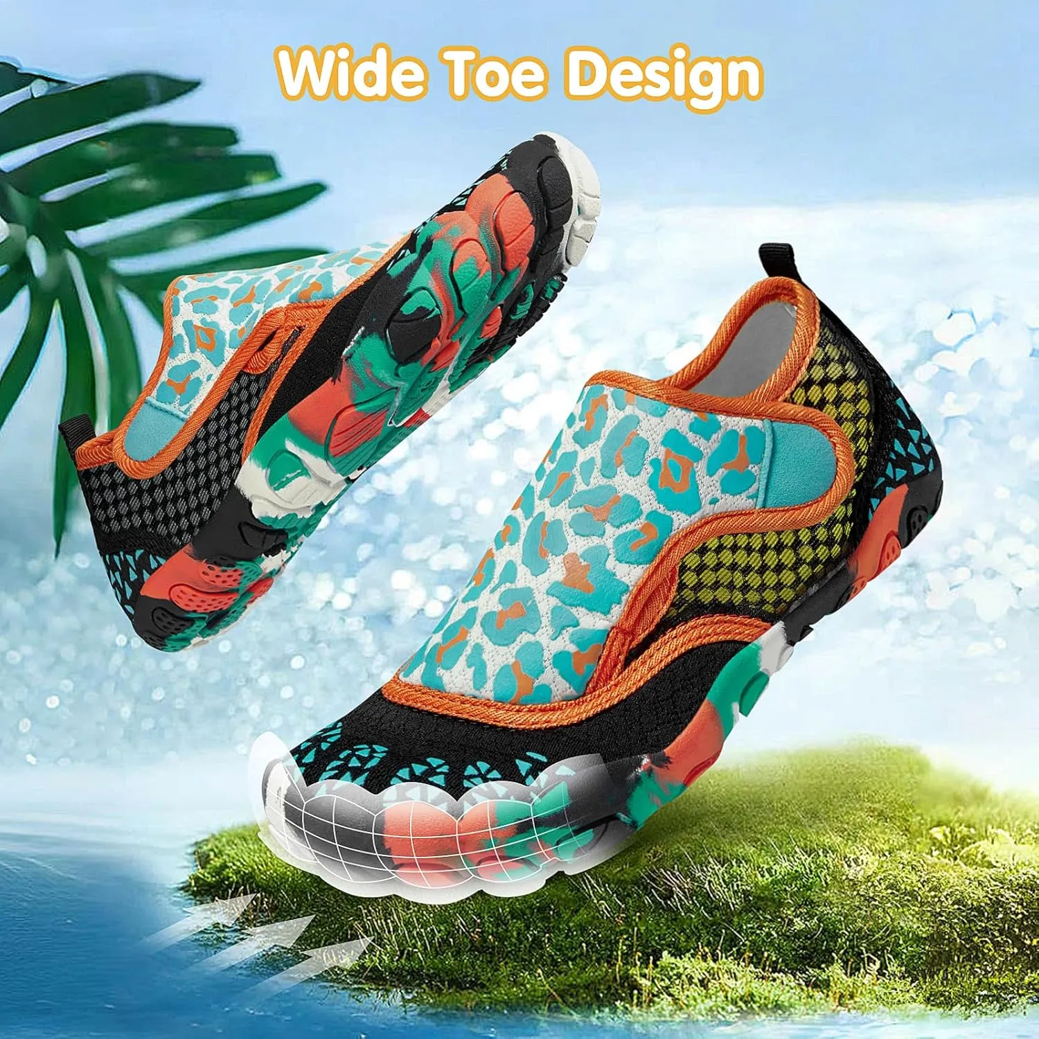 ATHMILE Kids Water Shoes Boys Girls Water Shoes Quick Dry Barefoot Beach Sports Swim Pool Summer Shoes(Little Kid/Big Kid)
