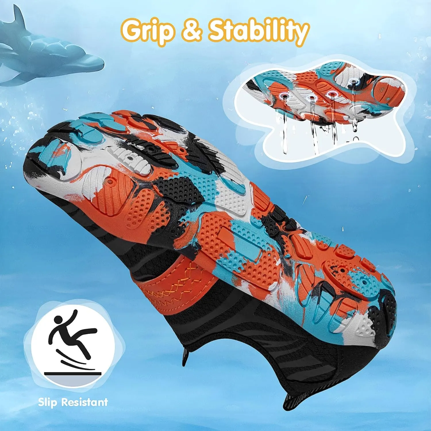 ATHMILE Kids Water Shoes Boys Girls Water Shoes Quick Dry Barefoot Beach Sports Swim Pool Summer Shoes(Little Kid/Big Kid)