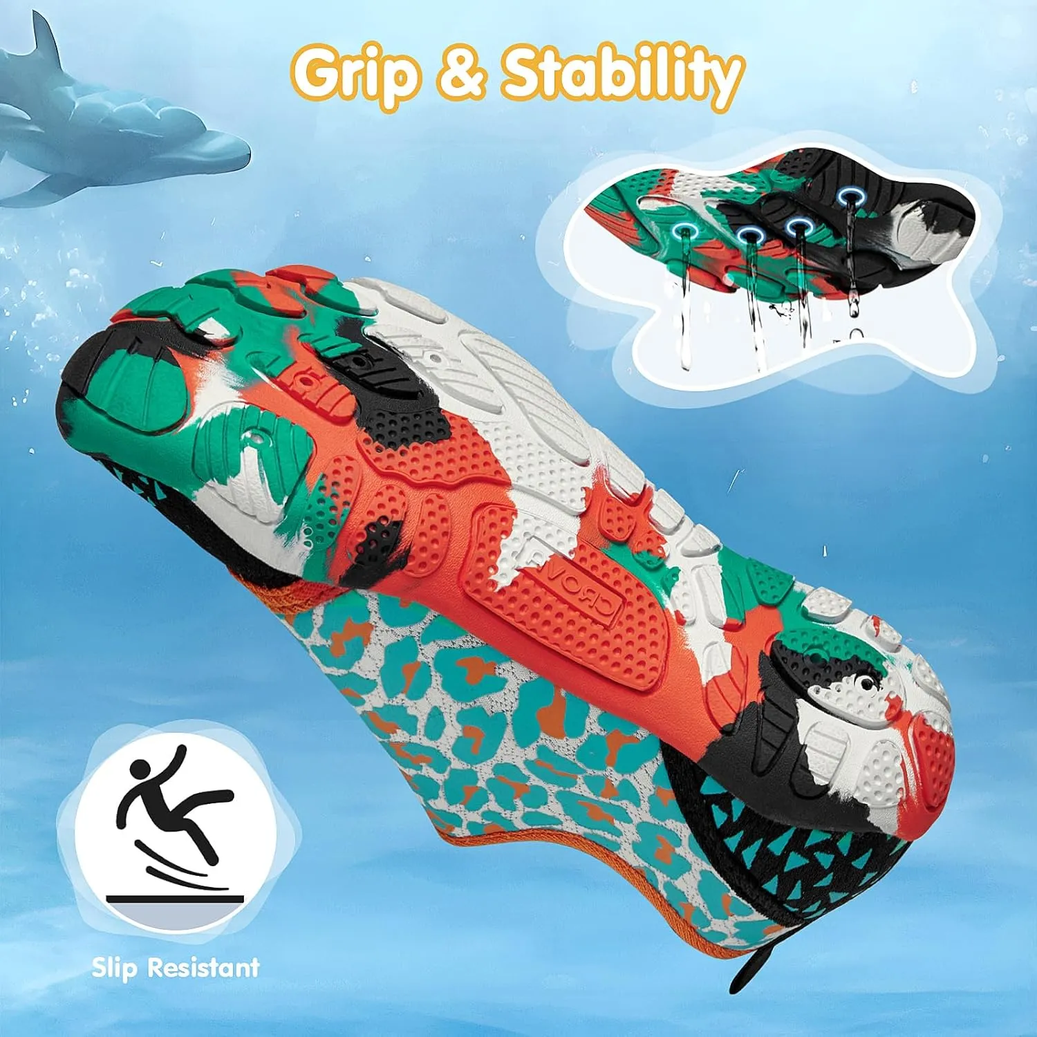 ATHMILE Kids Water Shoes Boys Girls Water Shoes Quick Dry Barefoot Beach Sports Swim Pool Summer Shoes(Little Kid/Big Kid)