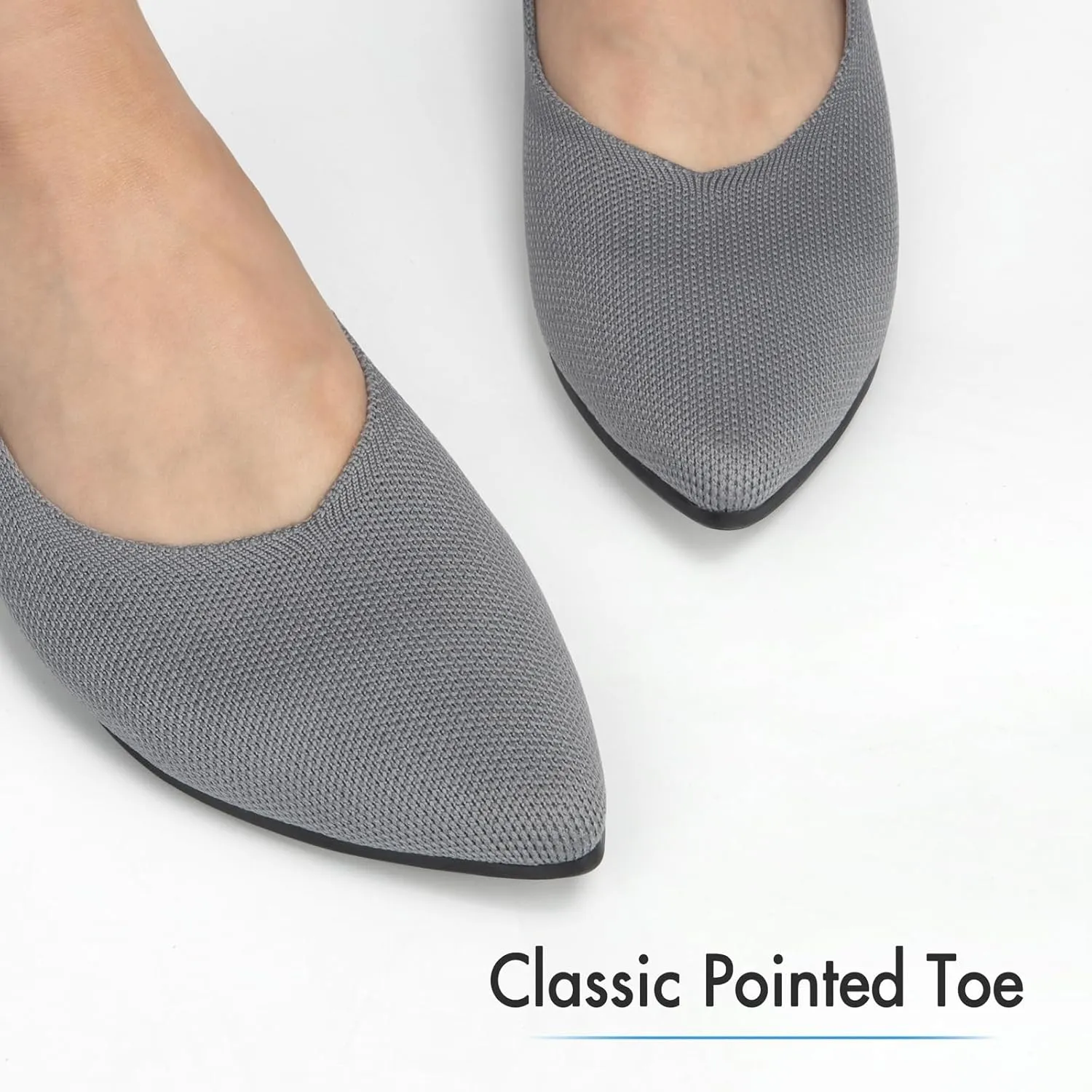 ATHMILE Pointed Toe Flats for Women Dressy Bronze Work Shoes Business Casul Knit Ballet Flats Slip on Office Ladies Comforttable Dress