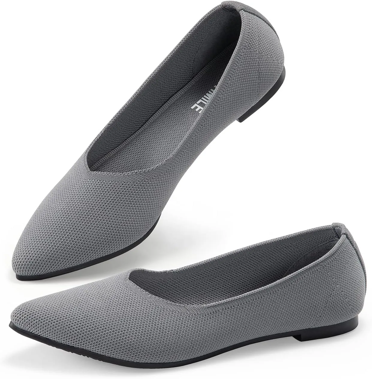 ATHMILE Pointed Toe Flats for Women Dressy Bronze Work Shoes Business Casul Knit Ballet Flats Slip on Office Ladies Comforttable Dress