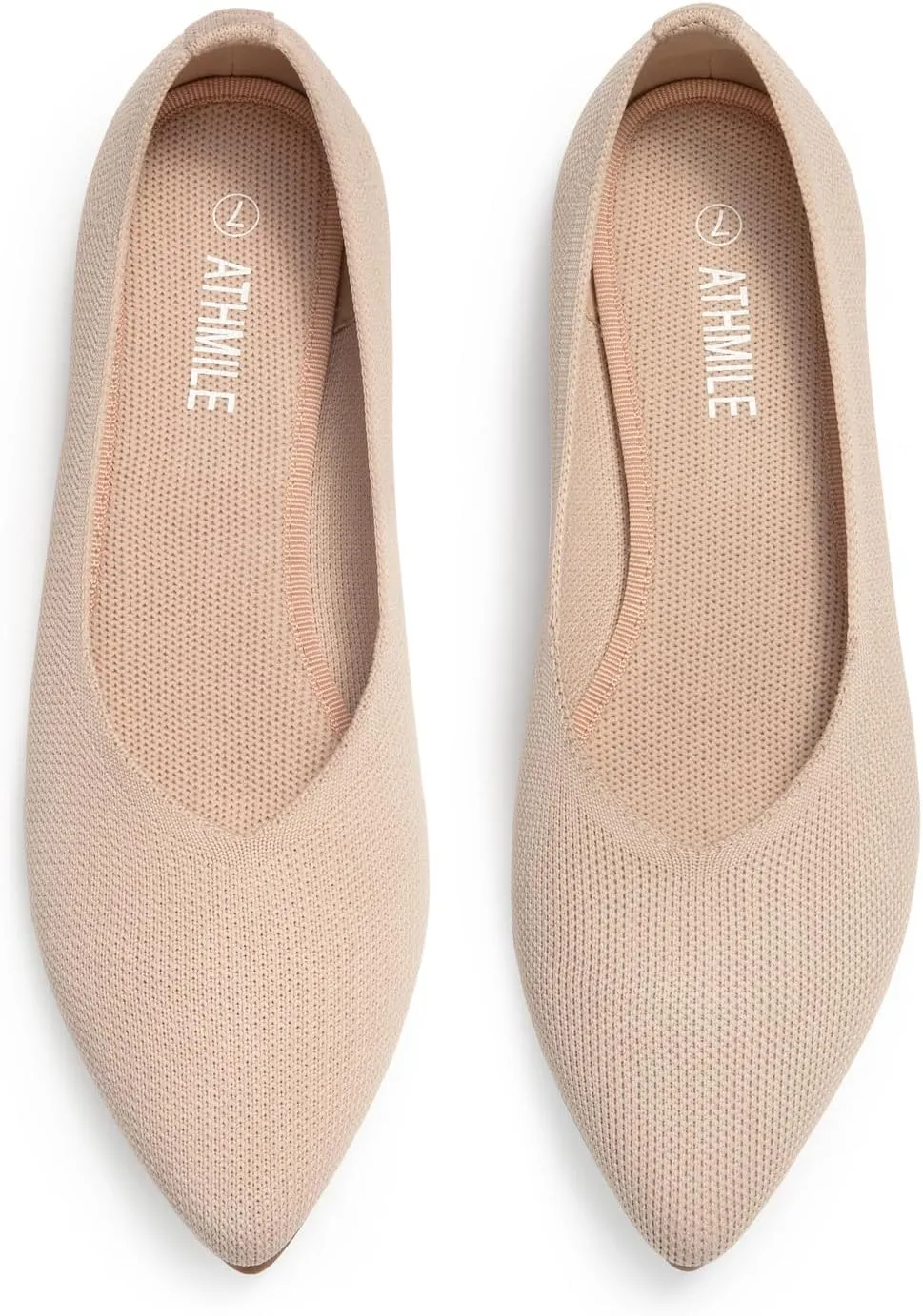 ATHMILE Pointed Toe Flats for Women Dressy Bronze Work Shoes Business Casul Knit Ballet Flats Slip on Office Ladies Comforttable Dress