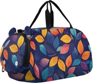 Autumn Leaf Tapestry Youth Sports Duffel Bag with Ventilated Shoe Compartment|All-Season Lightweight Travel Gym Bag for Girls & Boys|Water-Resistant Gear Bag