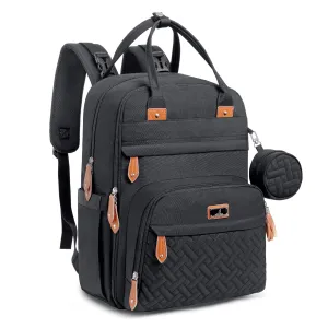 BabbleRoo Diaper Bag Backpack - Baby Essentials Travel Tote - Multi Function Waterproof Diaper Bag, Travel Essentials Baby Bag with Changing Pad, Stroller Straps & Pacifier Case - Unisex, Black