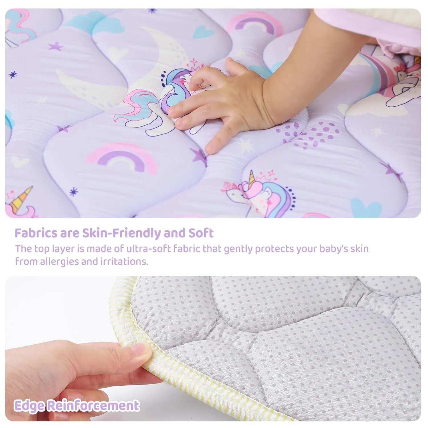 Baby Play Mat, Extra Thicker & Large Baby Mat for Floor, Soft Non-Slip Cushioned Play Mats for Babies, Toddlers, Foldable and Washable Baby Play Mat