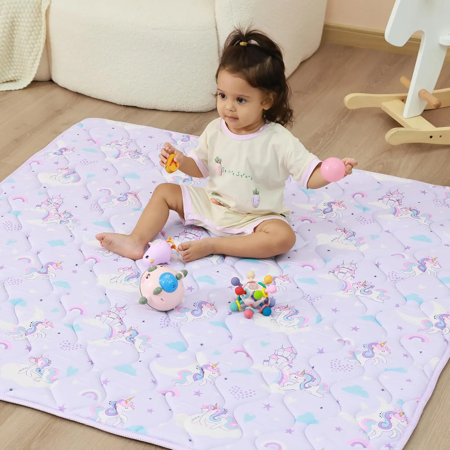 Baby Play Mat, Extra Thicker & Large Baby Mat for Floor, Soft Non-Slip Cushioned Play Mats for Babies, Toddlers, Foldable and Washable Baby Play Mat