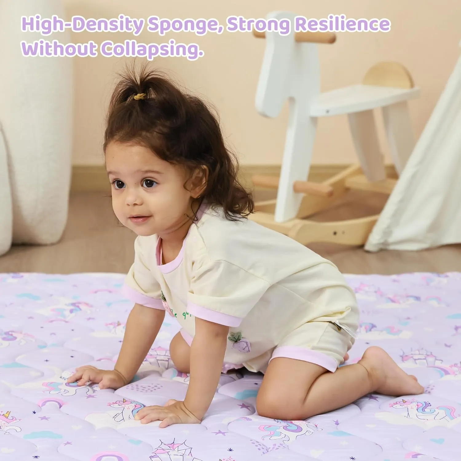 Baby Play Mat, Extra Thicker & Large Baby Mat for Floor, Soft Non-Slip Cushioned Play Mats for Babies, Toddlers, Foldable and Washable Baby Play Mat