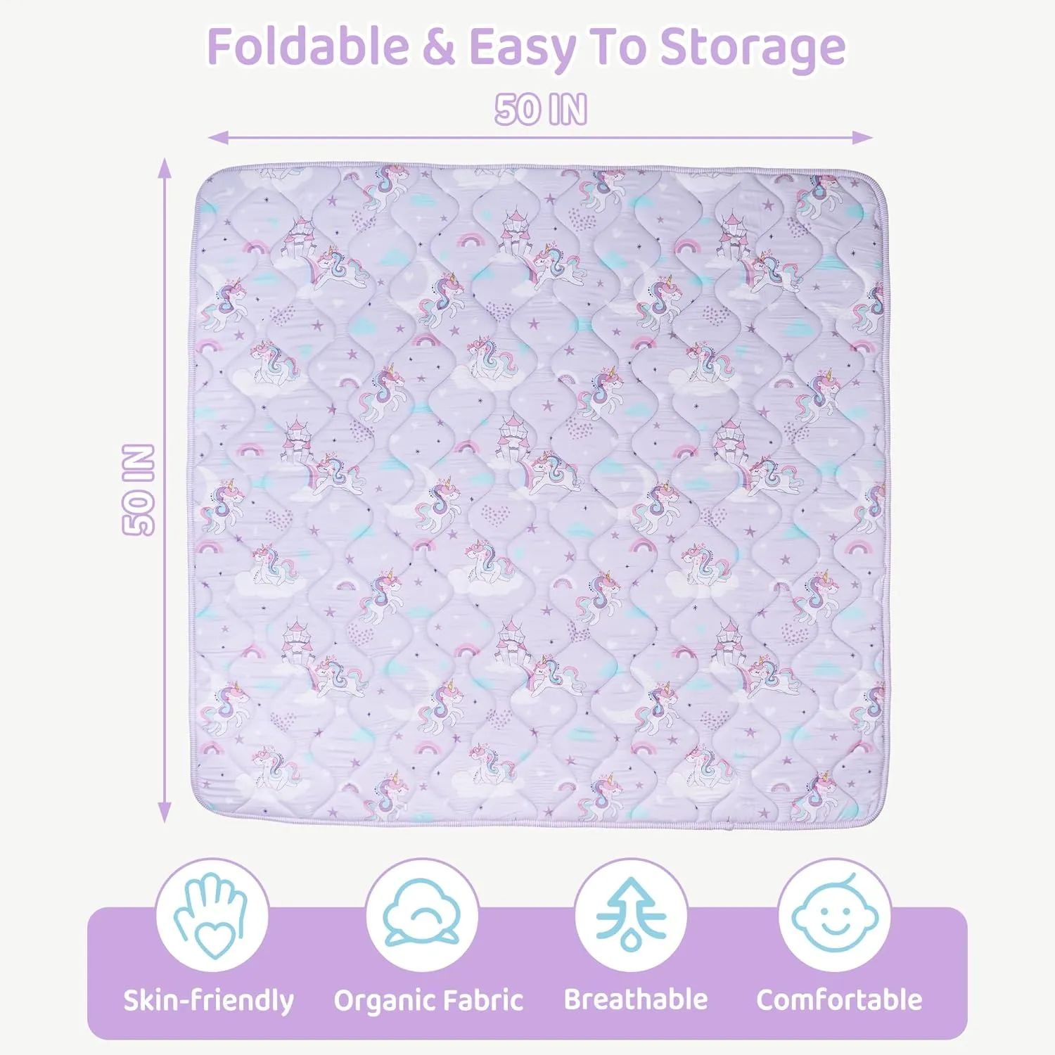 Baby Play Mat, Extra Thicker & Large Baby Mat for Floor, Soft Non-Slip Cushioned Play Mats for Babies, Toddlers, Foldable and Washable Baby Play Mat