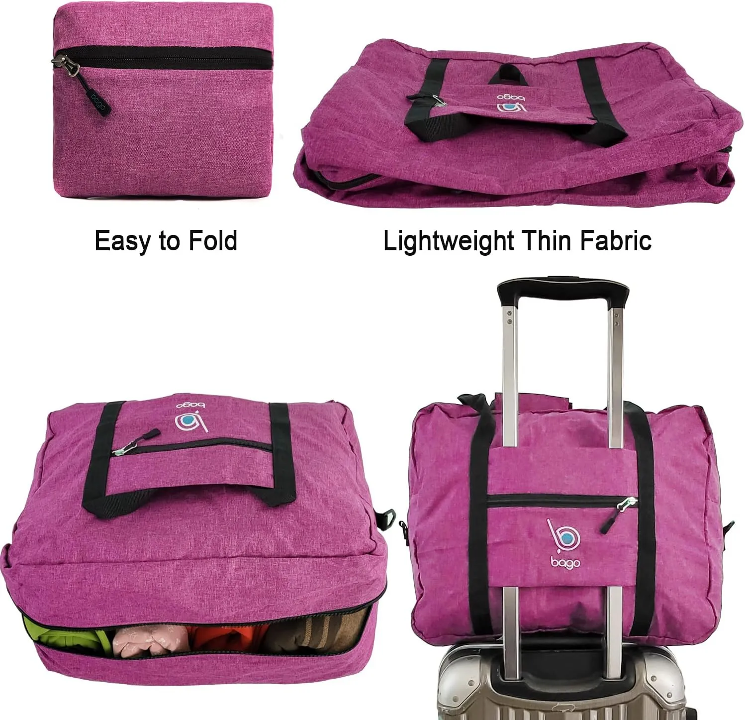 Bago Foldable Duffle Bag - Personal Item & Small Carry On for Air Travel - Fits 18x14x8 inches, Ideal for Spirit & Frontier Airlines