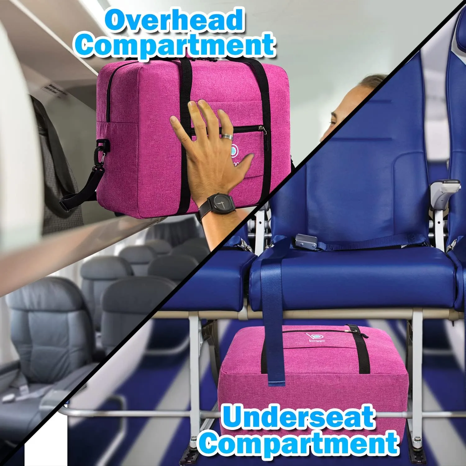 Bago Foldable Duffle Bag - Personal Item & Small Carry On for Air Travel - Fits 18x14x8 inches, Ideal for Spirit & Frontier Airlines