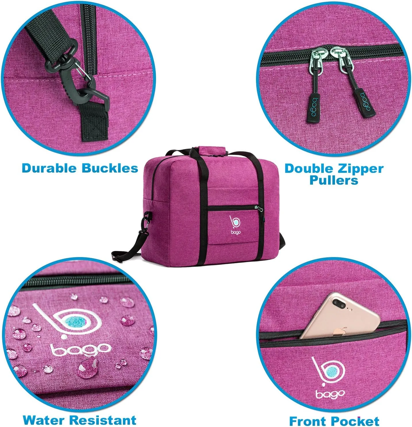 Bago Foldable Duffle Bag - Personal Item & Small Carry On for Air Travel - Fits 18x14x8 inches, Ideal for Spirit & Frontier Airlines