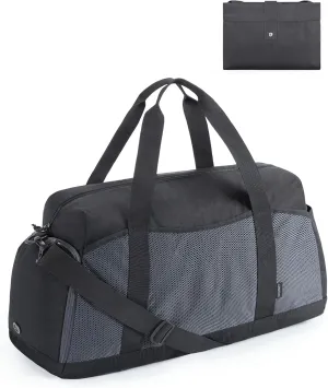 BAGSMART Foldable Duffle Bag for Women - 35L Carry On Weekender Overnight Sports Duffel with Shoe Compartment, Personal Item Travel Workout Bag for Travel Yoga, Black