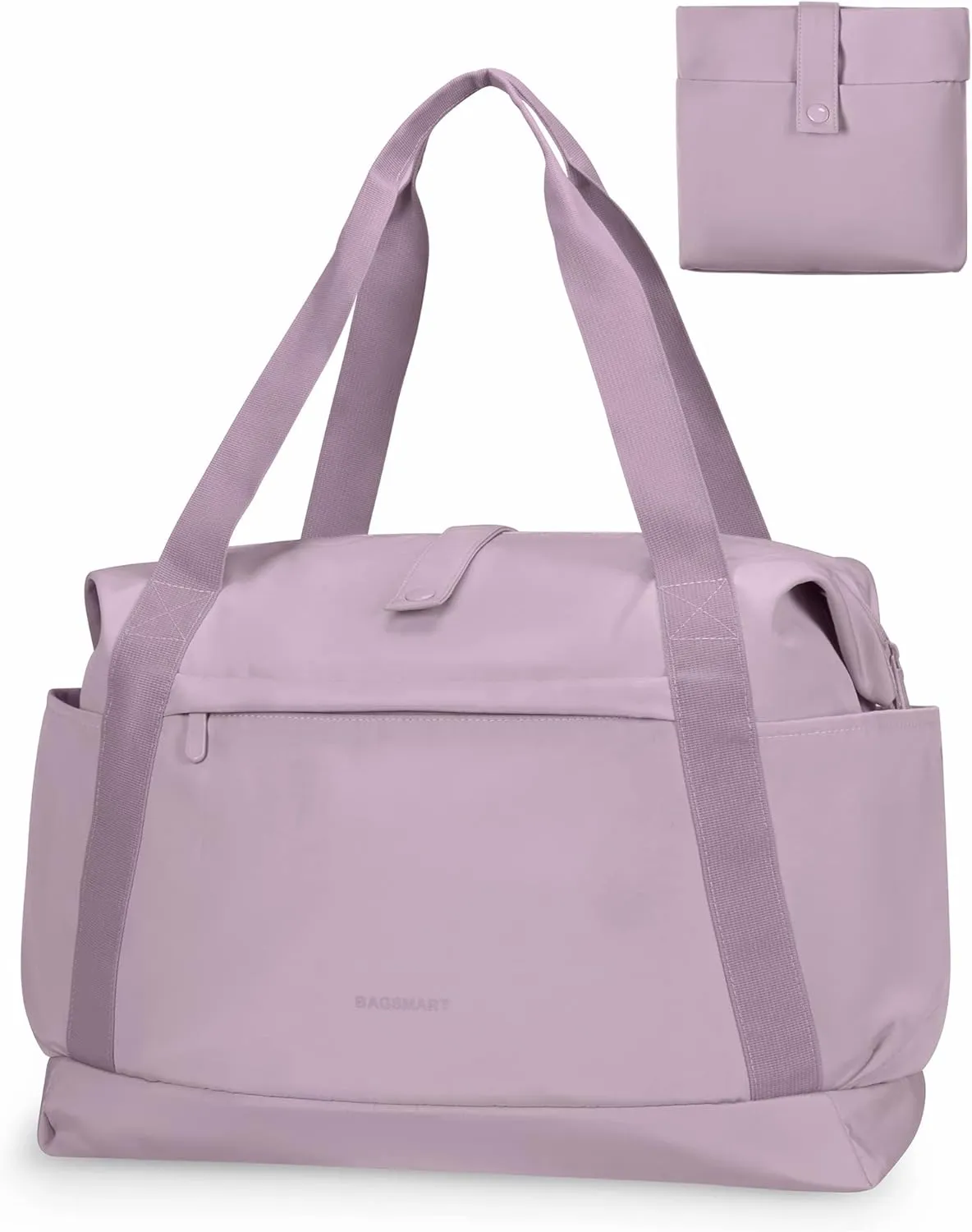 BAGSMART Foldable Travel Duffle Bag, 30.6L Large Carry On Tote Bag Gym Sports Bag for Women, Weekender Overnight Bag for Travel Essentials & Daily Necessities(Dark Purple)