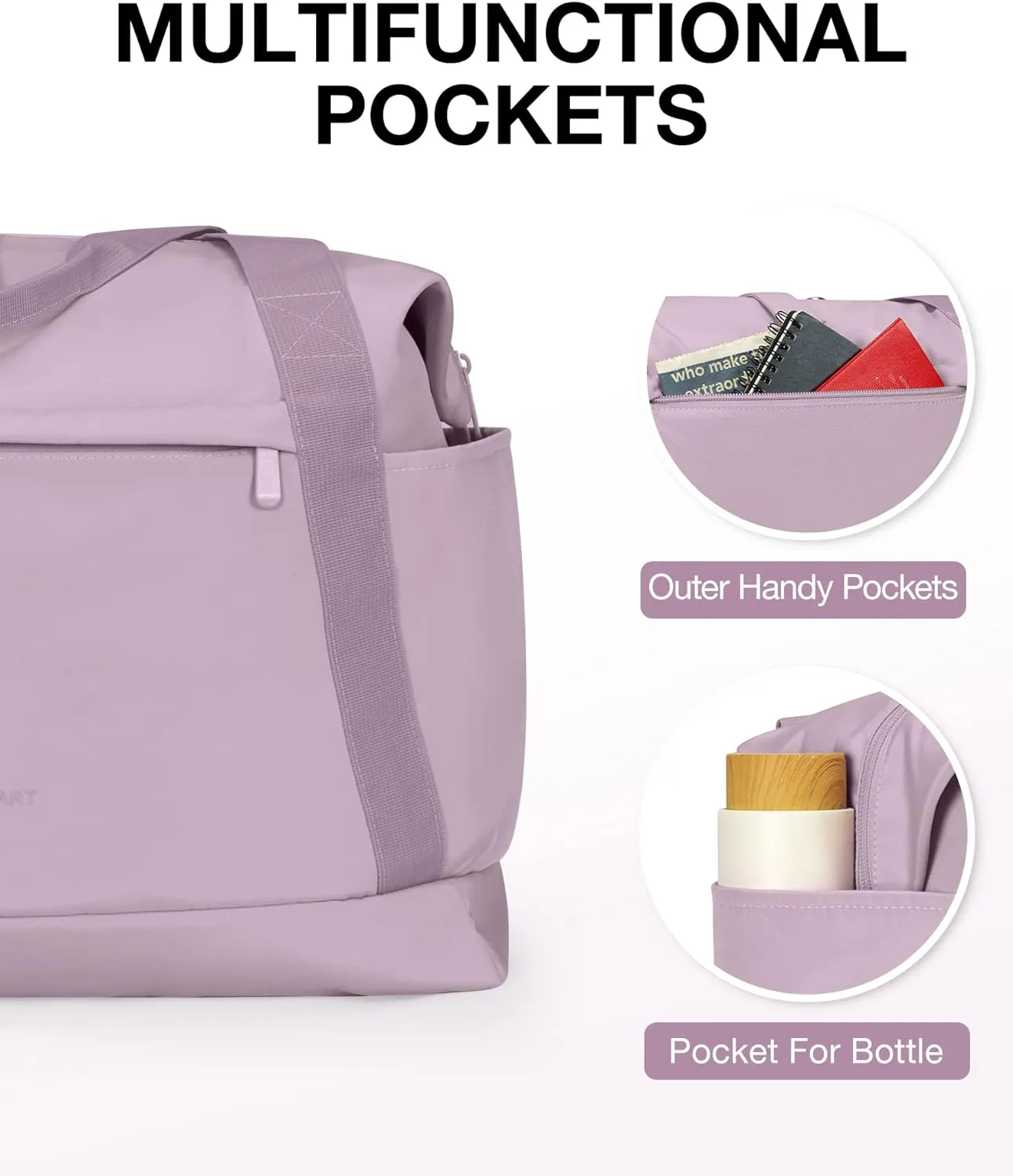 BAGSMART Foldable Travel Duffle Bag, 30.6L Large Carry On Tote Bag Gym Sports Bag for Women, Weekender Overnight Bag for Travel Essentials & Daily Necessities(Dark Purple)