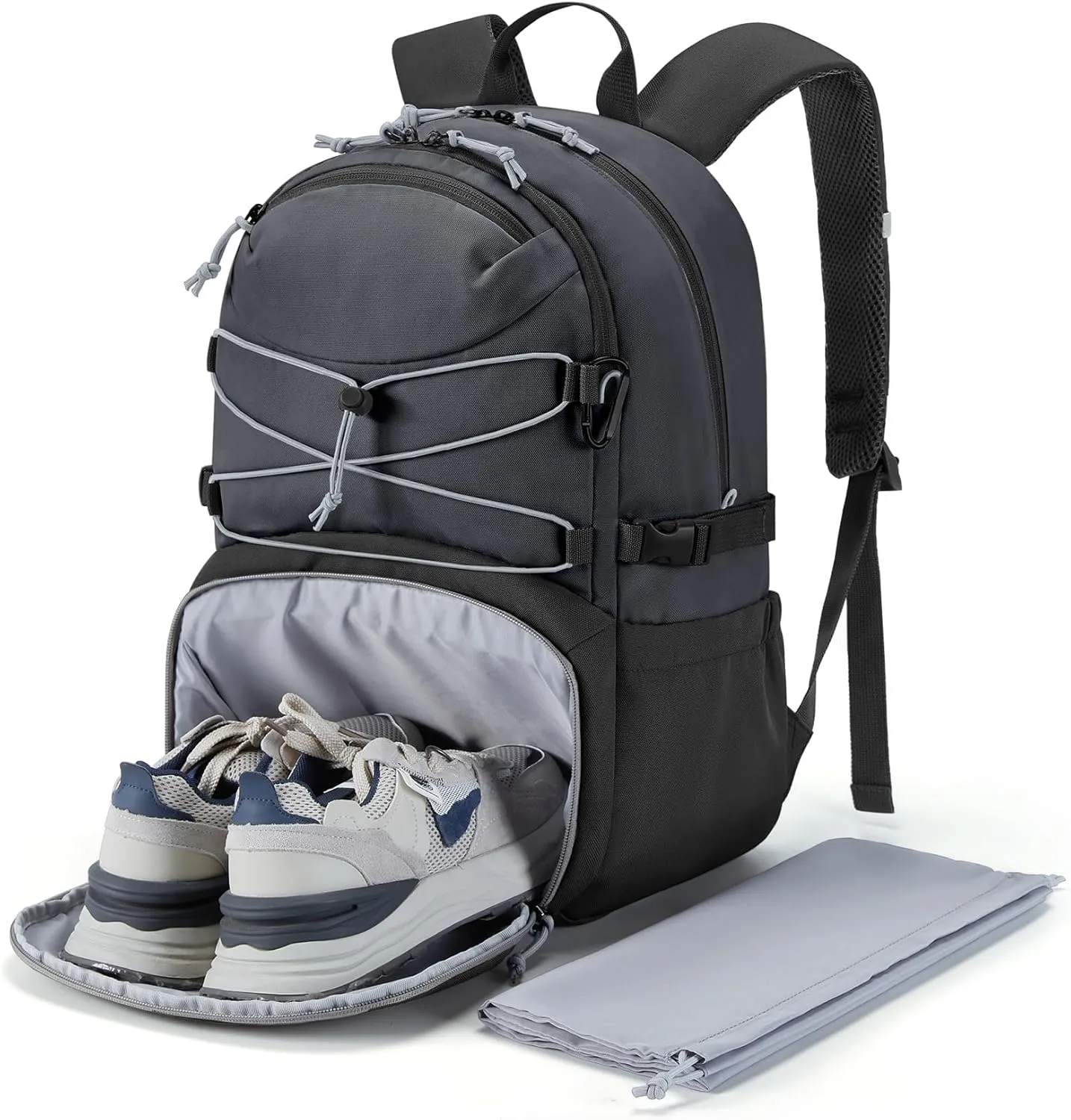 BAGSMART Gym Backpack with Shoes Compartment, Travel Backpack for Men Women, Stylish Workout Sport Bag for Yoga, Casual Weekender Carry On for Flight, College, Outdoor, Dark Grey