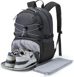 BAGSMART Gym Backpack with Shoes Compartment, Travel Backpack for Men Women, Stylish Workout Sport Bag for Yoga, Casual Weekender Carry On for Flight, College, Outdoor, Dark Grey