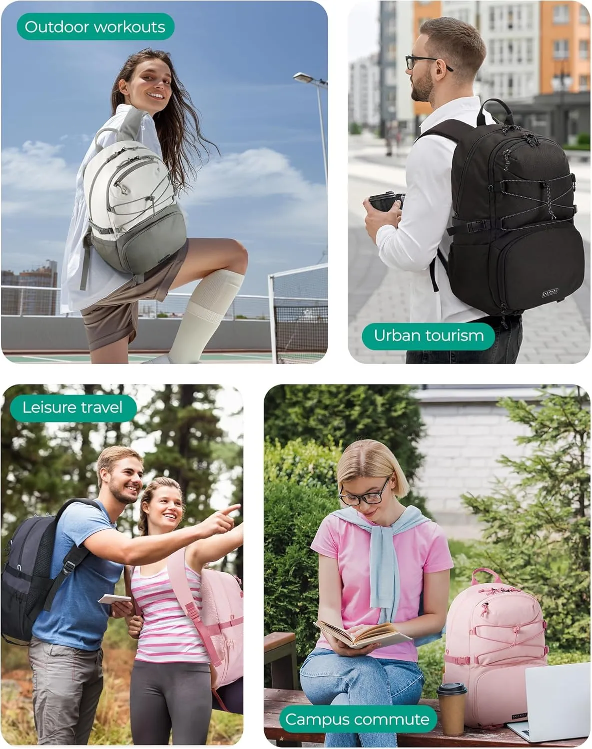 BAGSMART Gym Backpack with Shoes Compartment, Travel Backpack for Men Women, Stylish Workout Sport Bag for Yoga, Casual Weekender Carry On for Flight, College, Outdoor, Dark Grey
