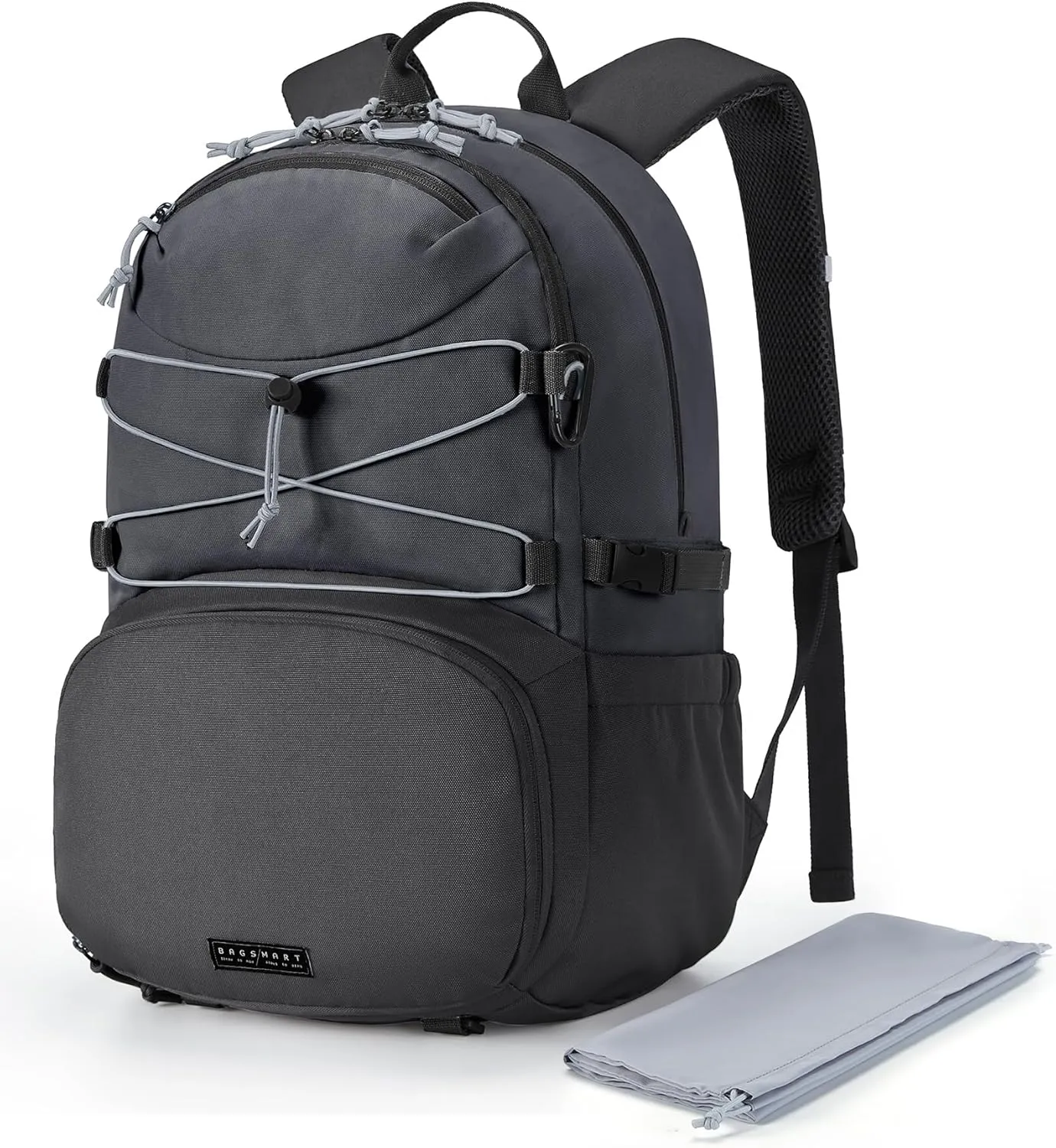BAGSMART Gym Backpack with Shoes Compartment, Travel Backpack for Men Women, Stylish Workout Sport Bag for Yoga, Casual Weekender Carry On for Flight, College, Outdoor, Dark Grey