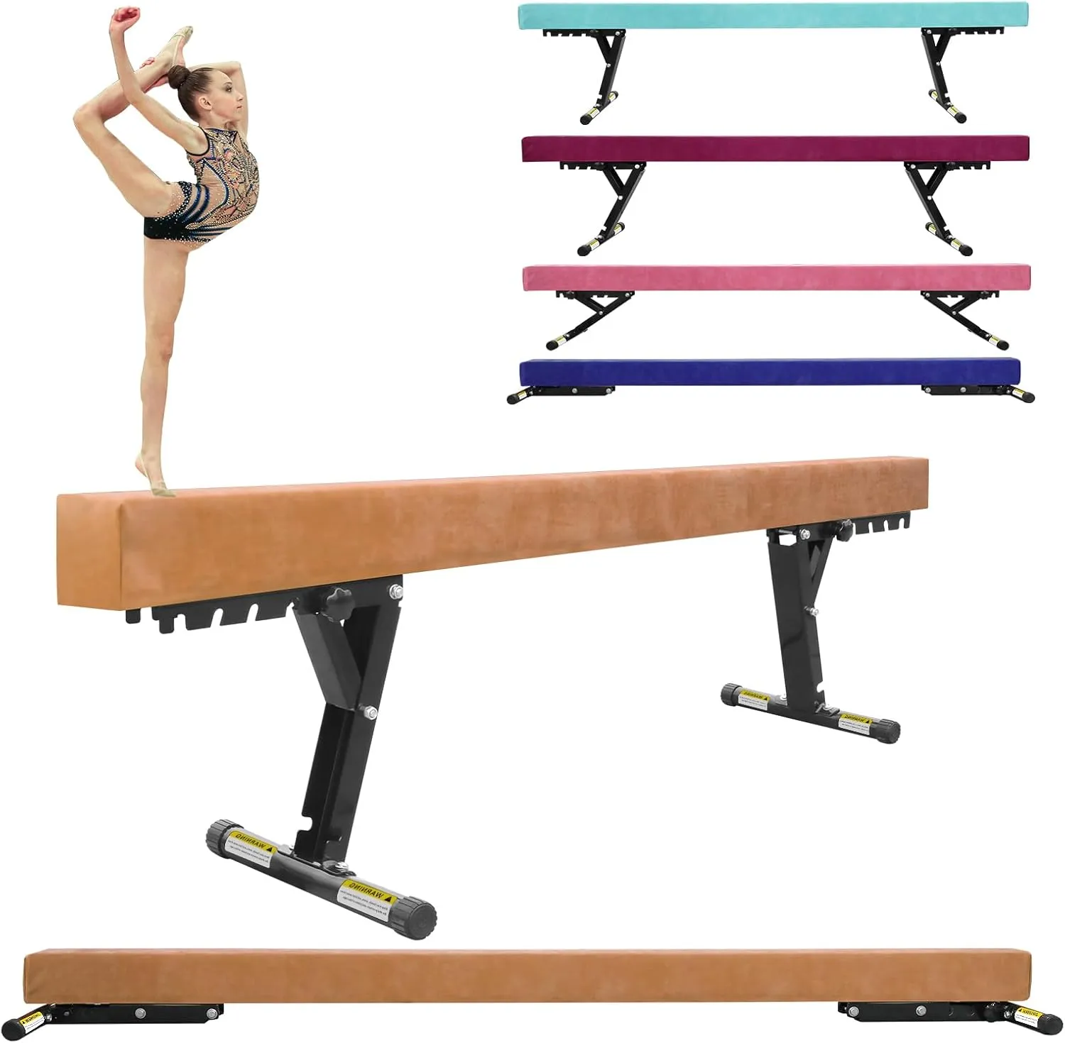 Balance Beam Adjustable 8ft, High and Lower Floor Beam Gymnastics Equipment for Kids Children, Gymnastics Beam with Legs for Home, Professional Training, Gymnastic Club Use