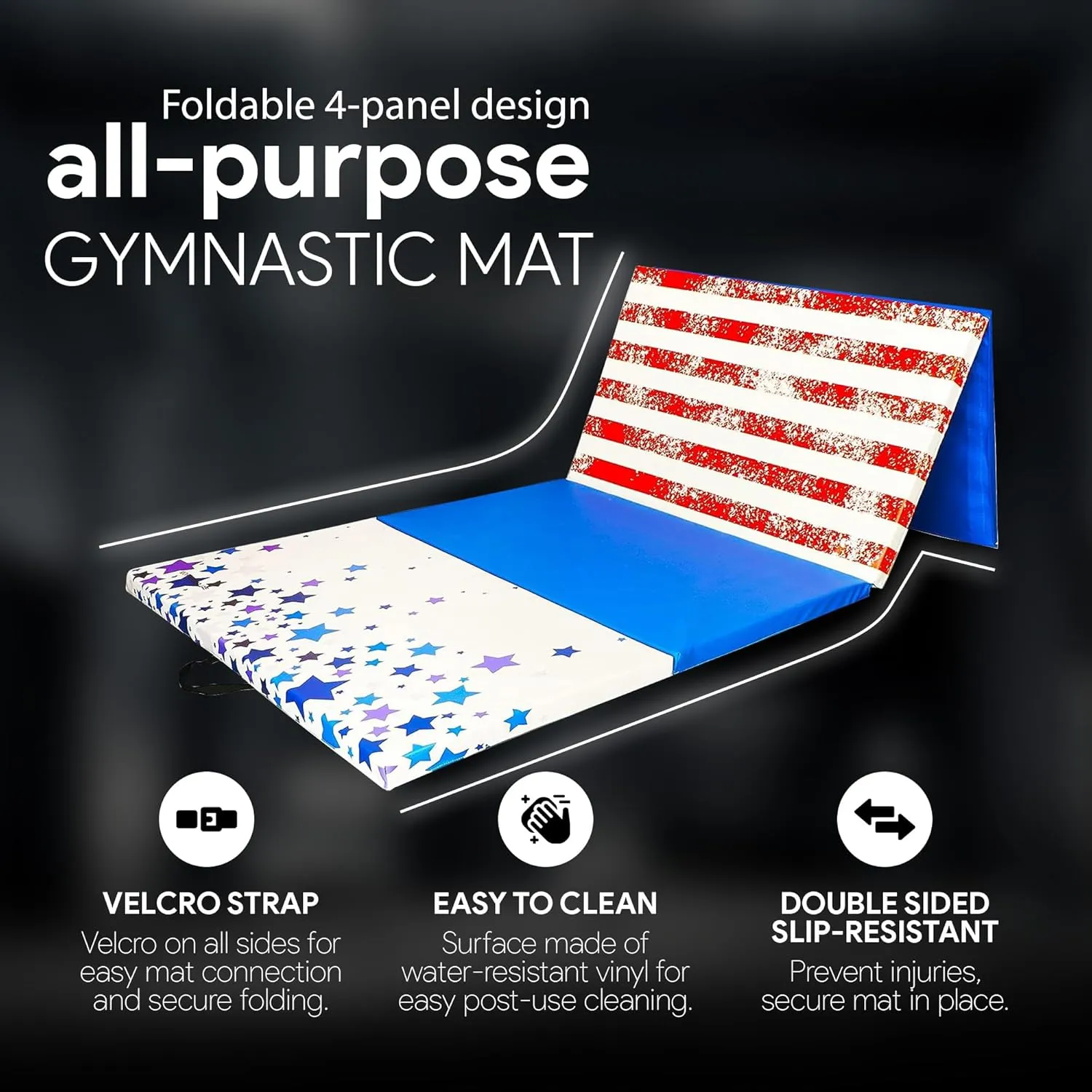 BalanceFrom Folding Gymnastics Mat, Home Gym Floor Tumbling Equipment, 4' x 10' x 2"