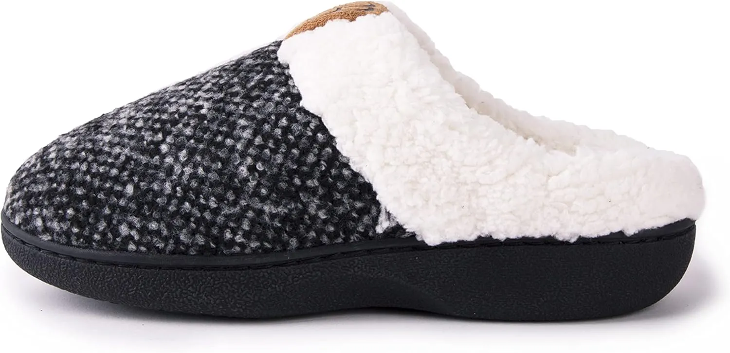Bandolino Womens Sherpa Cuff Clog Slippers, Warm Fuzzy Indoor Outdoor House Shoes, Cozy Rubber Sole Bedroom Slip Ons
