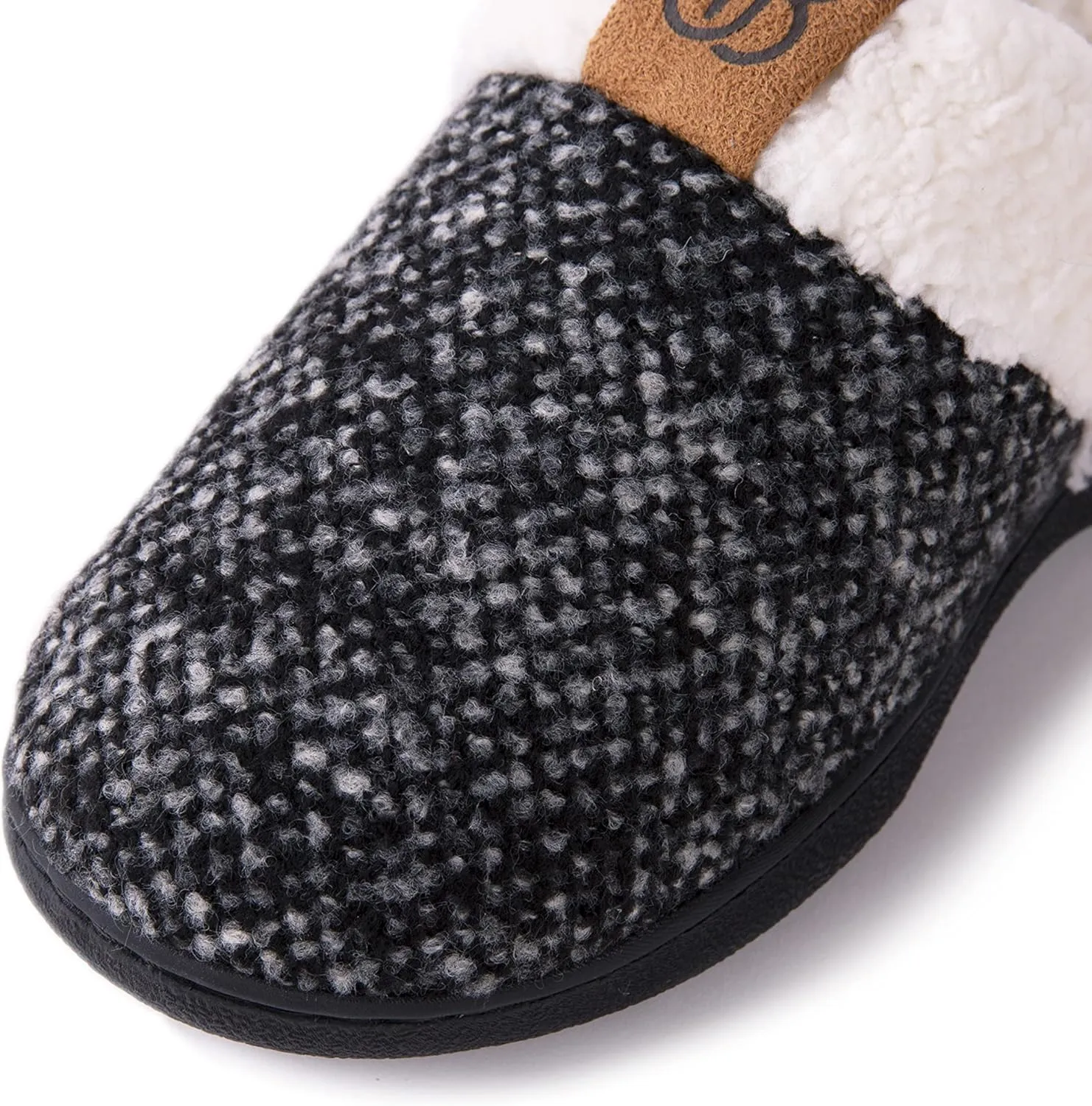 Bandolino Womens Sherpa Cuff Clog Slippers, Warm Fuzzy Indoor Outdoor House Shoes, Cozy Rubber Sole Bedroom Slip Ons