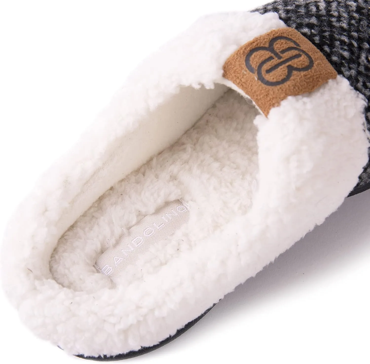 Bandolino Womens Sherpa Cuff Clog Slippers, Warm Fuzzy Indoor Outdoor House Shoes, Cozy Rubber Sole Bedroom Slip Ons