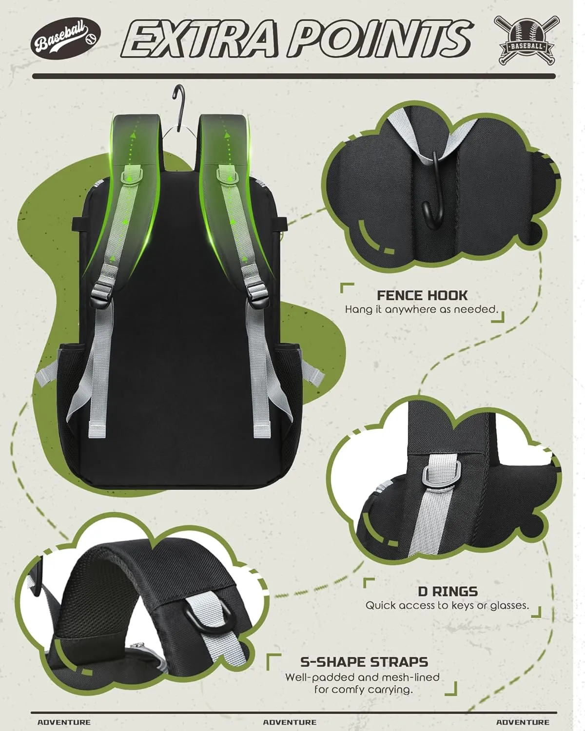 Baseball Softball Gear Bag Backpack for Boys Girls Ages 6-8 8-12 12-14 Large Kids T-Ball Bat Bags with Ventilated Shoe Compartment Baseball Softball Players Stuff Supplies