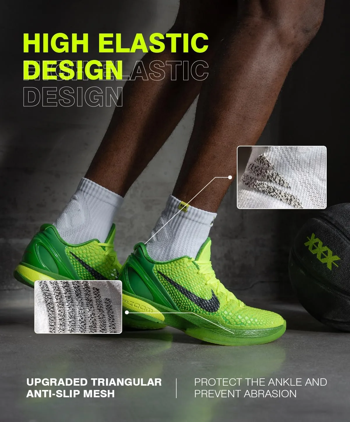 Basketball Socks for Men, Performance Cushioned Men's Athletic Low Cut Socks, Anti-slip Sports Socks