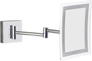 Bathroom Wall-Mounted Makeup Mirror Foldable Telescopic Rotating Metal Copper Square Cosmetic Mirror 8 Inches, Silver