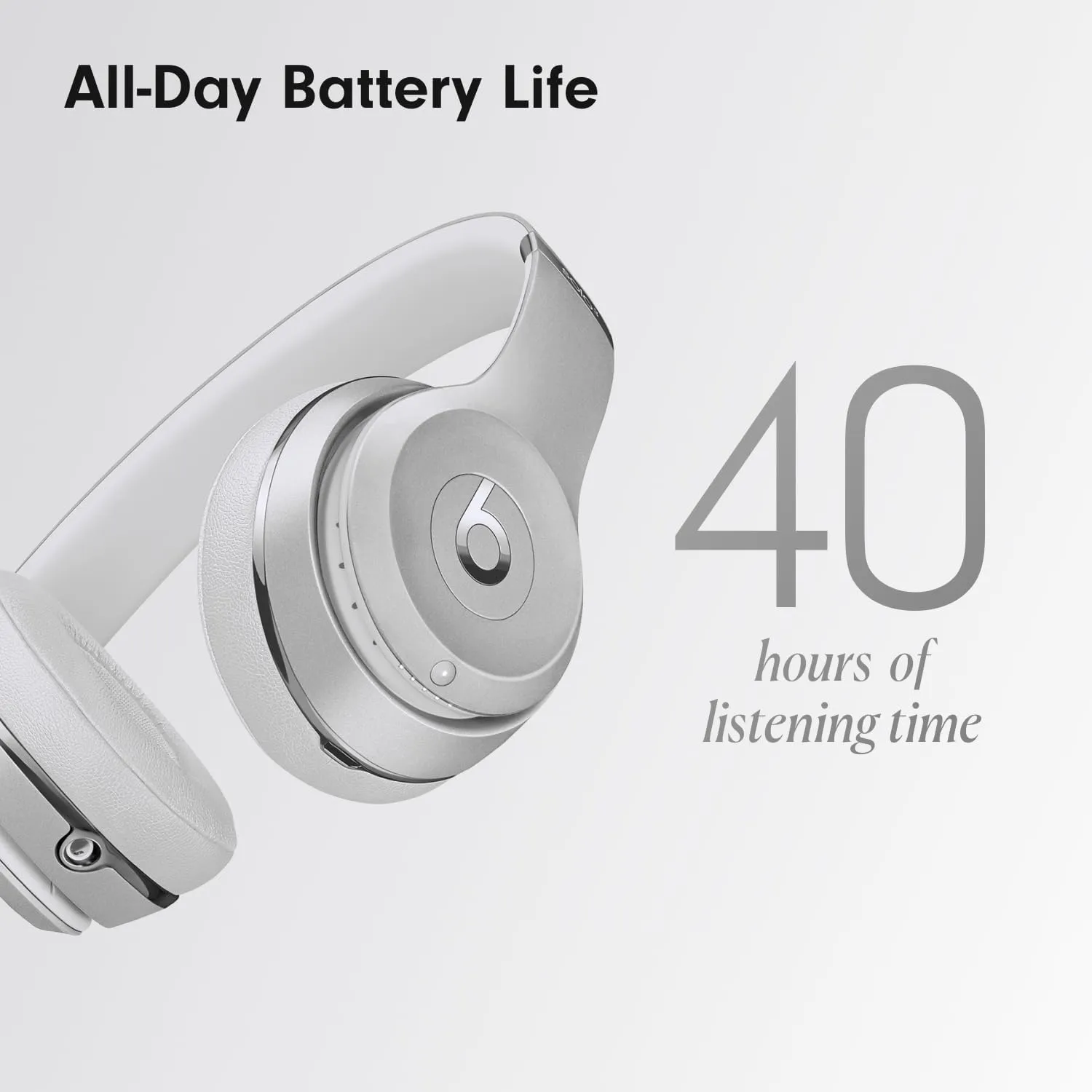 Beats Solo3 - Wireless Bluetooth On-Ear Headphones, Apple & Android Compatible, Up to 40H of Battery Life - Silver (Latest Model)
