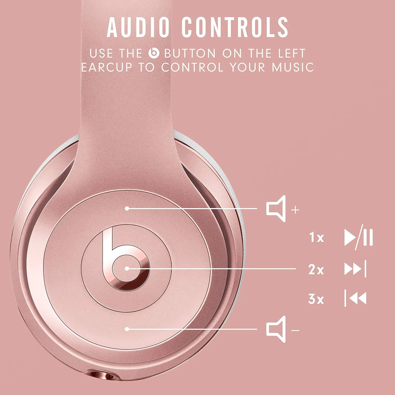 Beats Solo3 Wireless On-Ear Headphones - Apple W1 Headphone Chip, Class 1 Bluetooth, 40 Hours of Listening Time, Built-in Microphone - Rose Gold