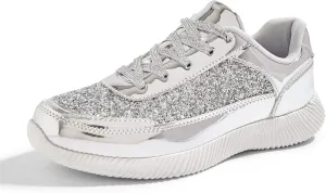 BELOS Women's Glitter Shoes Sparkly Lightweight Metallic Sequins Tennis Shoes Casual Retro Braided Walking Shoes