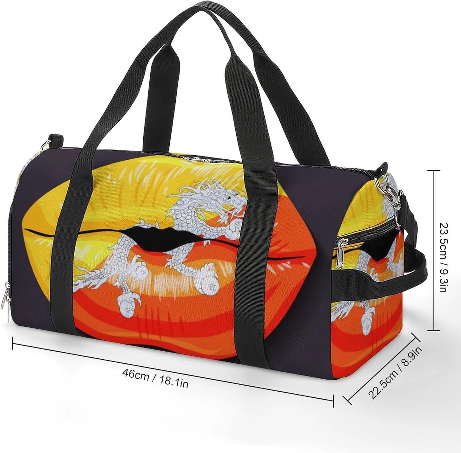Bhutan Flag Lips Gym Bag for Women Men Lightweight Duffel with Shoe Compartment Weekender