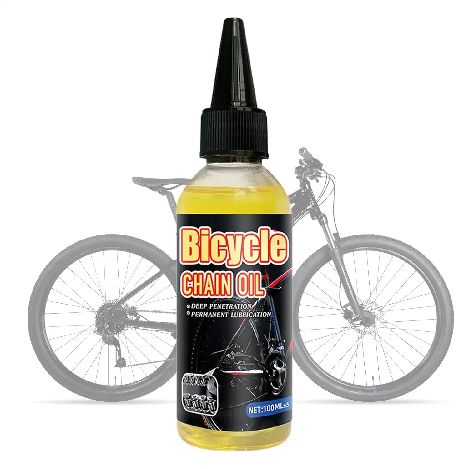 Bike Chain Lube Bicycles Oil Chain Lubricant All Weather Bike Oil Waterproof Lube for All Chains, Friction Reduction, Improved Wattage Output, 100ml