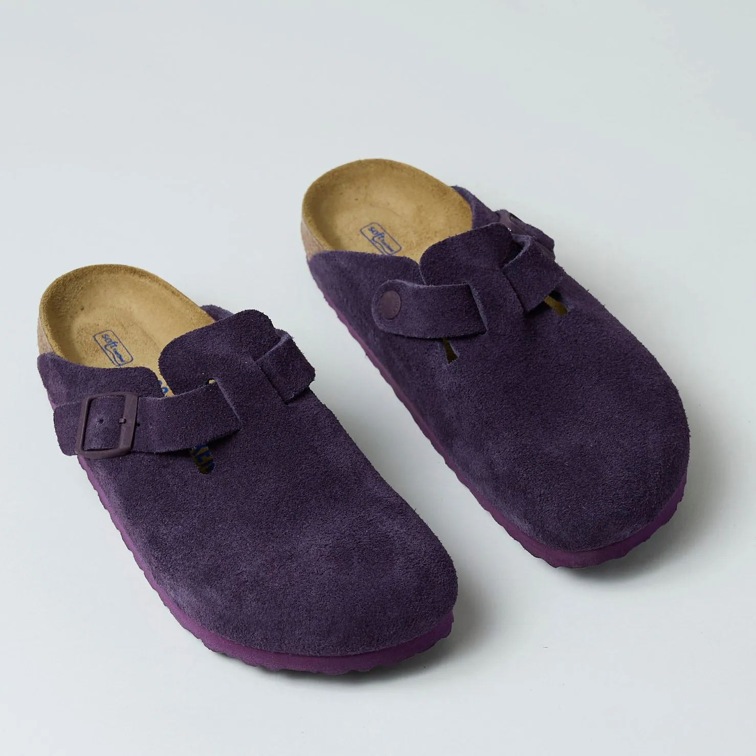 Birkenstock Boston Purple Suede Leather Clogs