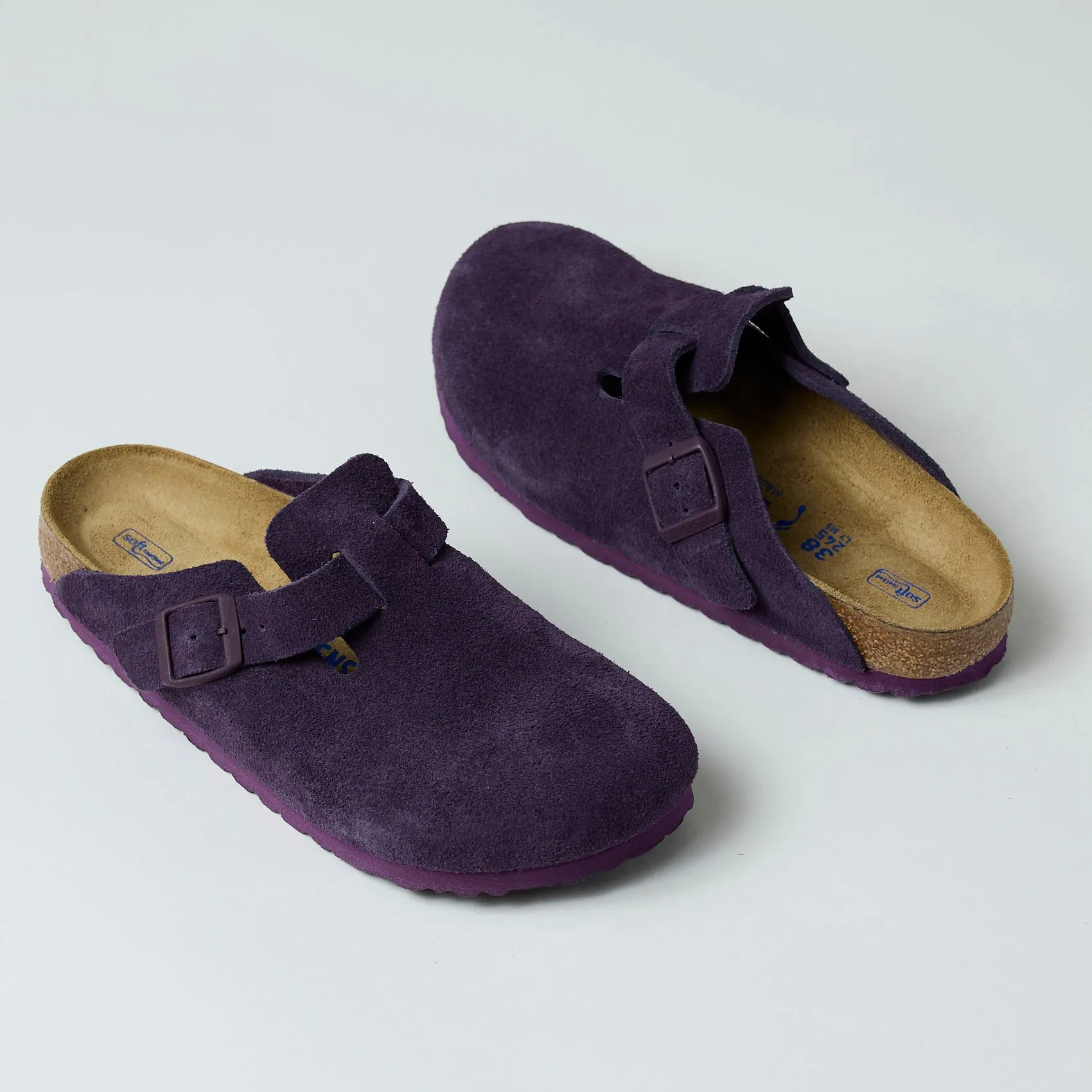 Birkenstock Boston Purple Suede Leather Clogs