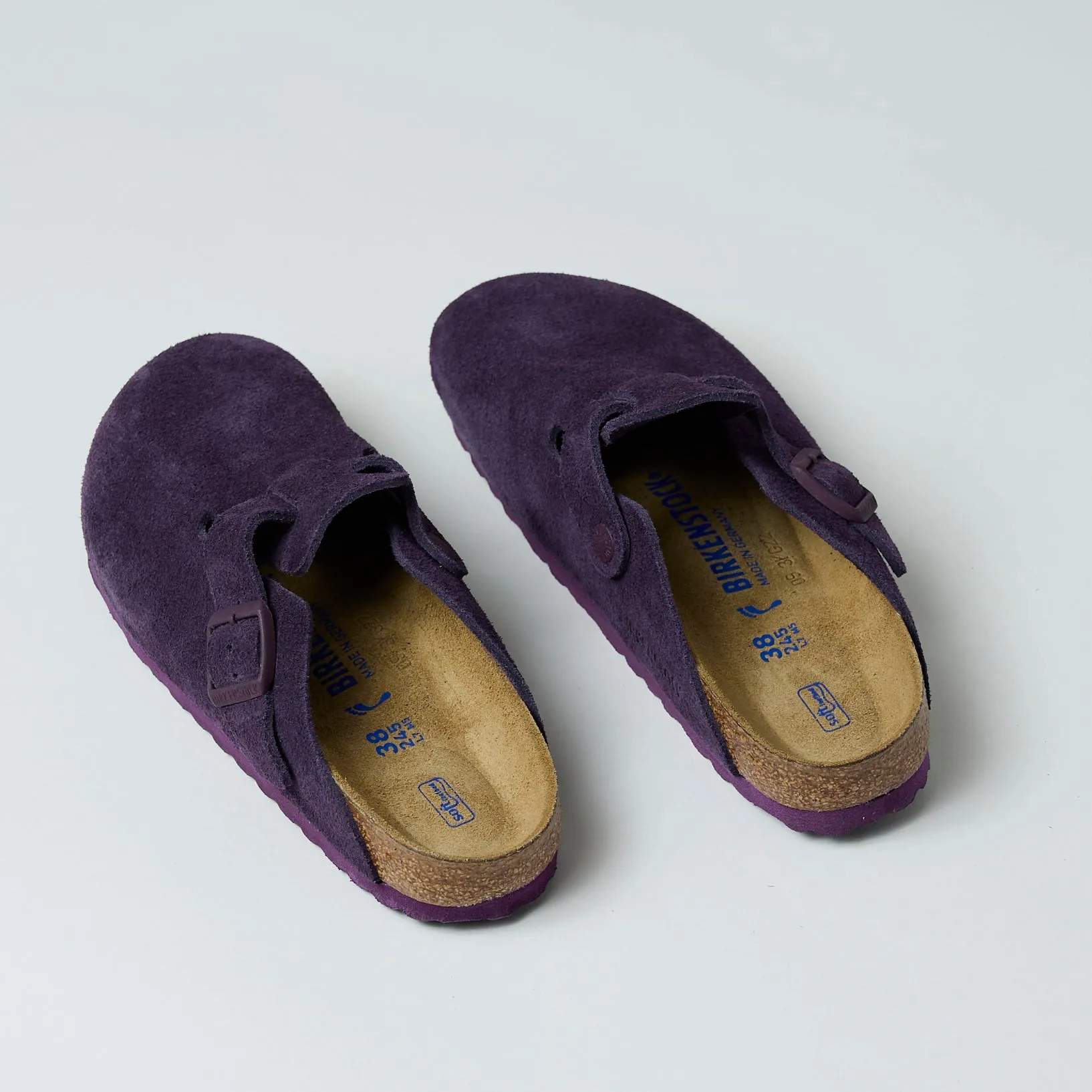 Birkenstock Boston Purple Suede Leather Clogs