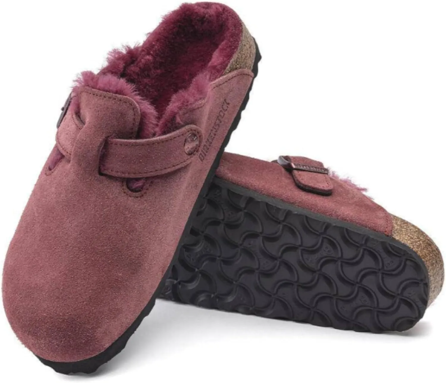 Birkenstock Boston VL/Shearling - Cozy Suede Clog with Shearling Footbed and Reptile Embossed Strap - Multiple Sizes & Colors