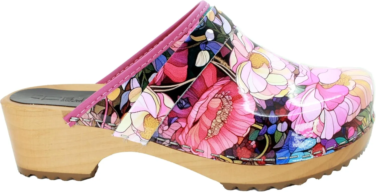 Bjork Maja Wood Open Back Leather Clogs