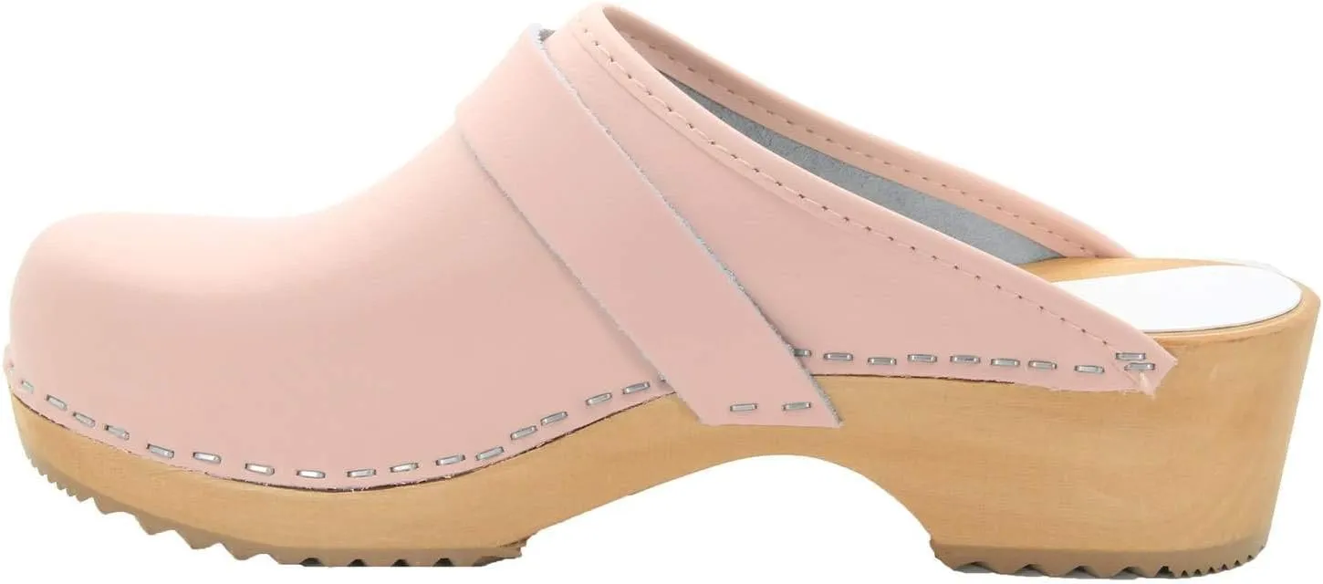 Bjork Maja Wood Open Back Leather Clogs