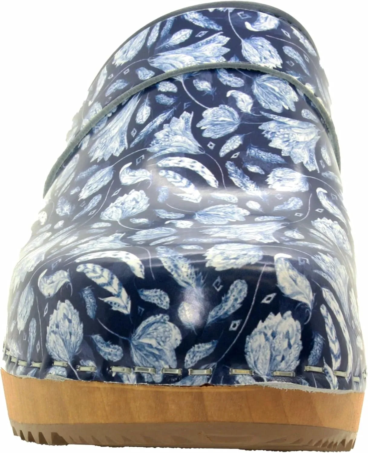 Bjork Maja Wood Open Back Leather Clogs
