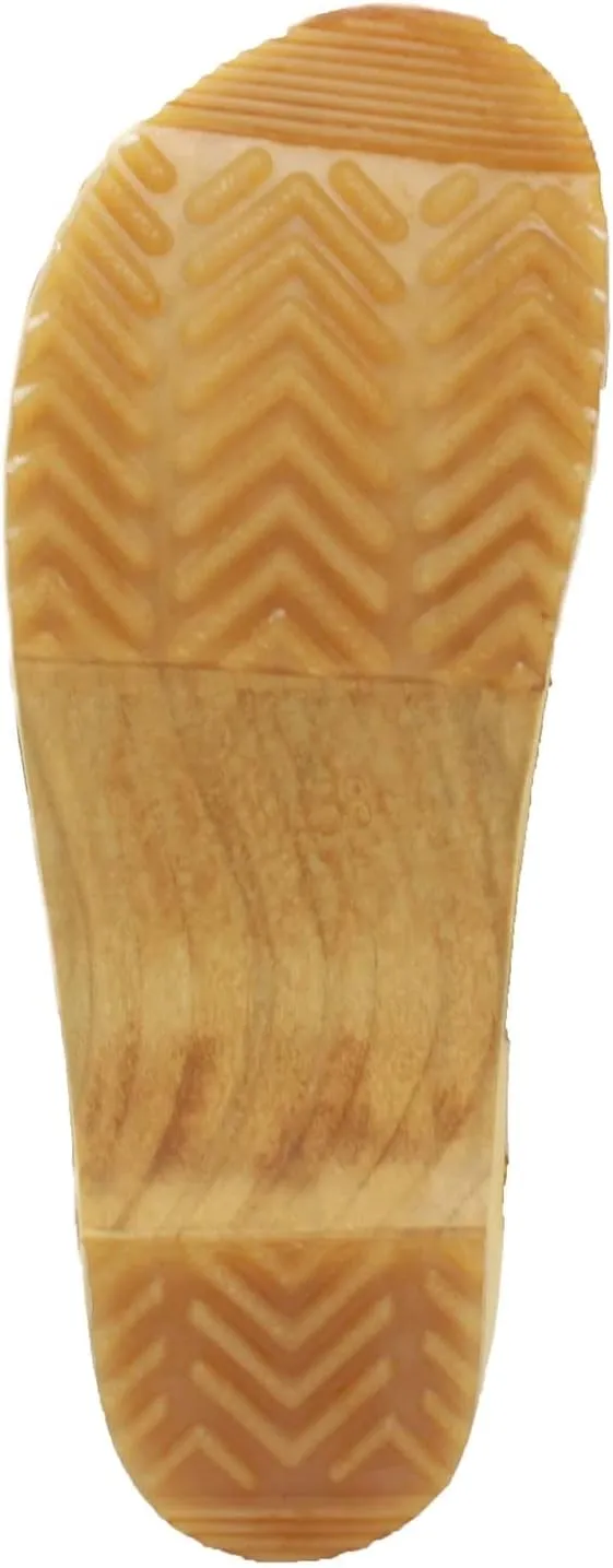 Bjork Maja Wood Open Back Leather Clogs