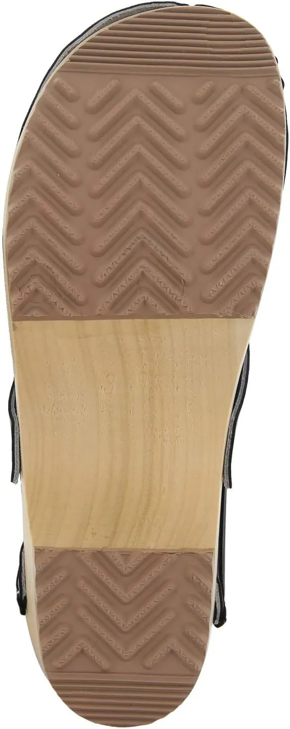 Bjork Maja Wood Open Back Leather Clogs