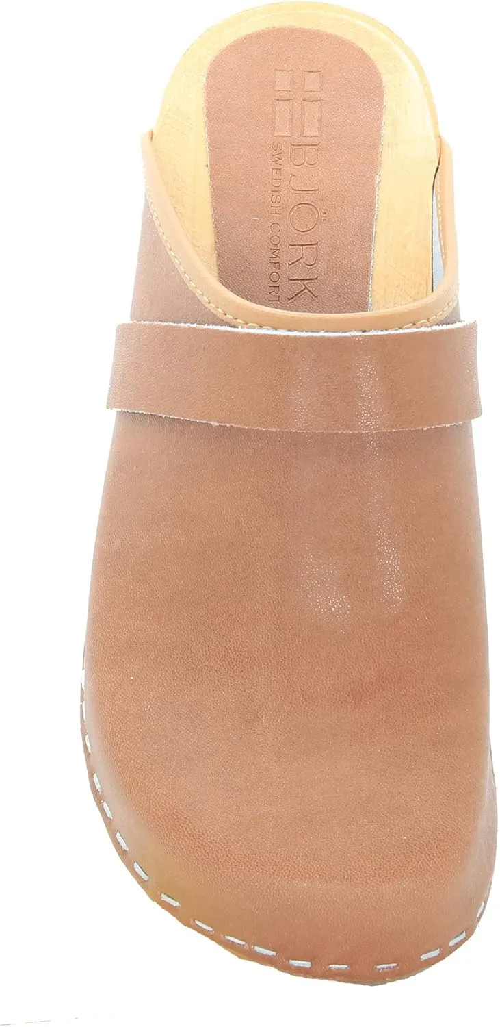 Bjork Maja Wood Open Back Leather Clogs