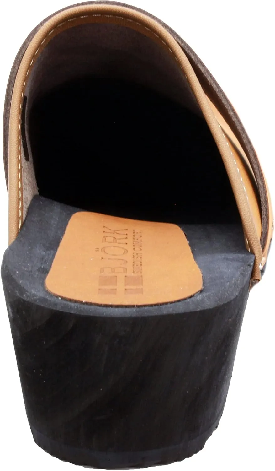 Bjork Maja Wood Open Back Leather Clogs