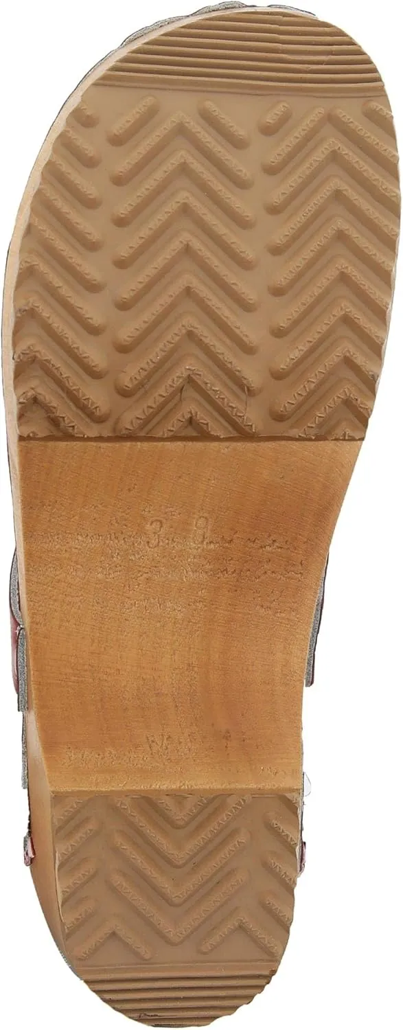 Bjork Maja Wood Open Back Leather Clogs