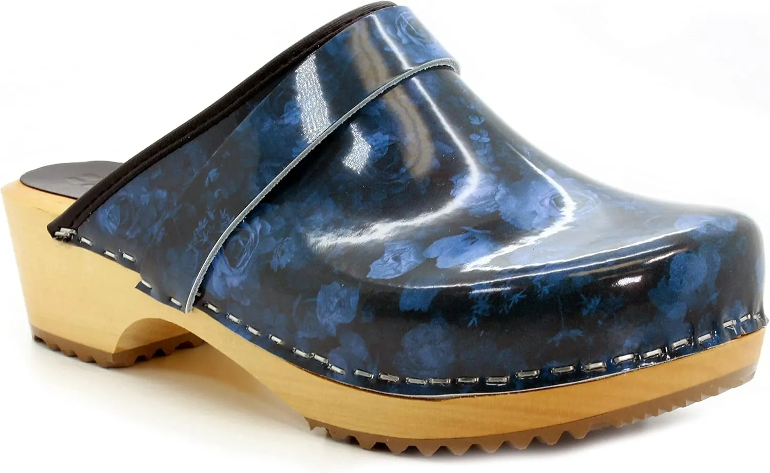 Bjork Maja Wood Open Back Leather Clogs